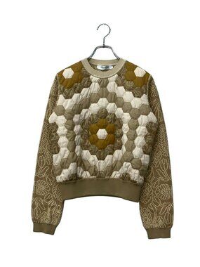 Max Mara Sweatshirt Shirt Pattern Cotton Hexagon Contrast Knit